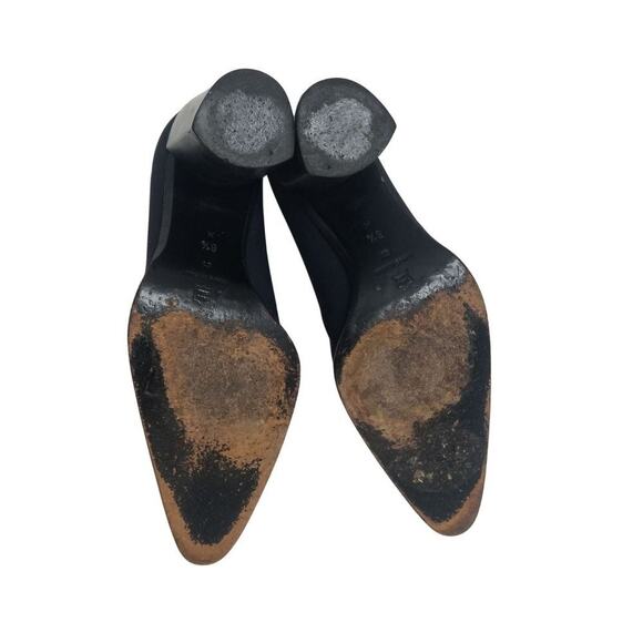 Navy Blue Chunky Heel Pointy Toe Elastic Top High Heels Vintage Via Spiga SZ 6.5 - Picture 6 of 6